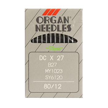 Иглы для промышленных швейных машин ORGAN арт.DCx27 № 80 для оверлочных  уп.10 игл