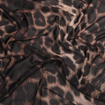 Сетка эластичная арт.T-0904 120г/м² принт Леопард ш.150см цв.3 темно-бежевый уп.3м