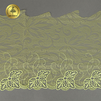 Кружево вышивка на сетке KRUZHEVO арт.TBY.OG73 шир.220мм цв.желтый,правая уп.7,25м