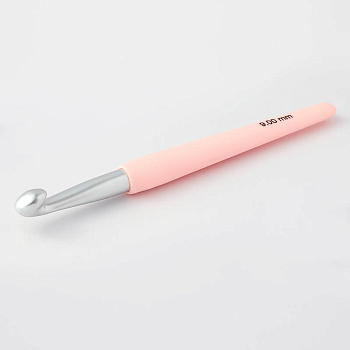 30917 Knit Pro Крючок для вязания с эргономичной ручкой Waves 9мм, алюминий, серебристый/ирис