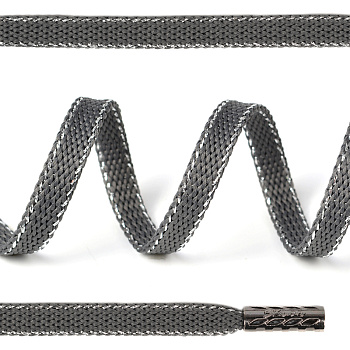 Шнурки TBY плоские 8мм арт.SLF029 длина 130 см цв.серый/серебро уп.50шт
