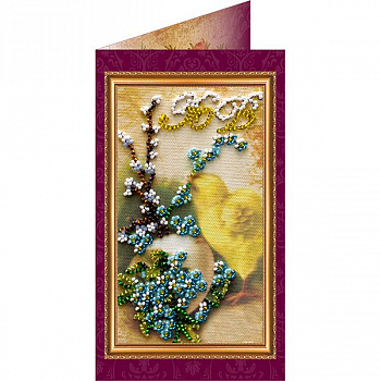 Набор для вышивания бисером АБРИС АРТ арт. AO-001 Пасхальная открытка 01 8,4х14 см