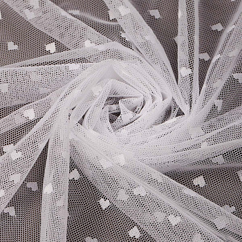 Сетка эластичная "Сердечки" KRUZHEVO арт.OLG015 55г/м² ш.150см цв.01 белый уп.1м