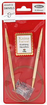 800600 Tulip Спицы круговые Knina Swivel  6мм / 80см, натуральный бамбук