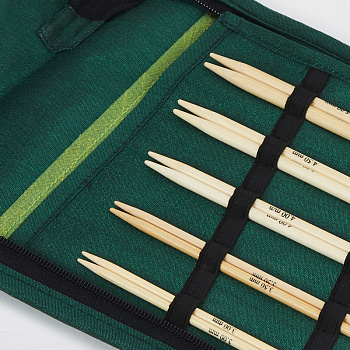 22541 Knit Pro Набор Starter съемных спиц для вязания Bamboo японский бамбук с золотым покрытием 24 карата на креплениях, 5 видов
