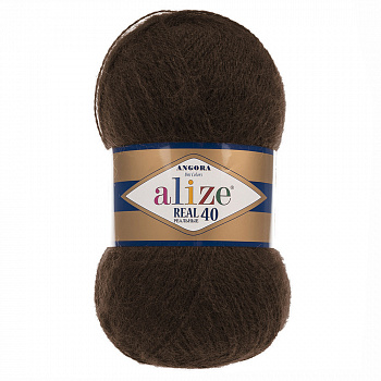 Пряжа для вязания Ализе Angora Real 40 (40% шерсть, 60% акрил) 5х100г/480м цв.201 коричневый