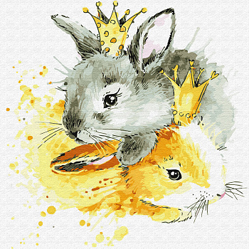 Картины по номерам Molly арт.KH0732 Королевские зайцы (19 цветов) 30х30 см