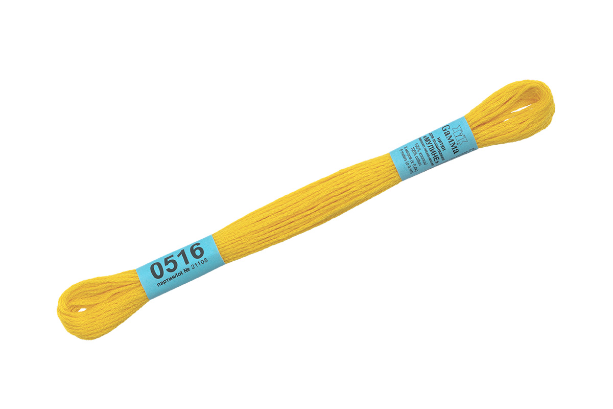 Нитки для вышивания Gamma мулине (0207-0819) 100% хлопок 24 x 8 м цв.0516 желтый