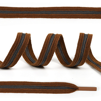 Шнурки TBY декоративные плоские 15мм 130см арт.SLF054 цв.коричневый уп.10шт
