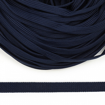 Шнур плоский полиэфир 12 мм классическое плетение цв.010 т.синий уп.50 м
