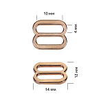 Пряжка регулятор для бюстгальтера 10мм металл TBY-810Z цв.золото, уп.1000шт