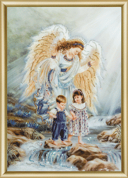 Набор ЧМ арт. КС-038 для изготовления картины со стразами Ангел и дети 30,3х42 см