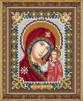 ИК(2) Казанская икона Божией Матери (хрусталь в серебре). Схема для вышивки бисером Феникс