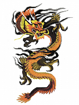 Набор для вышивания мулине НИТЕКС арт.0308 Желтый дракон 35х53 см