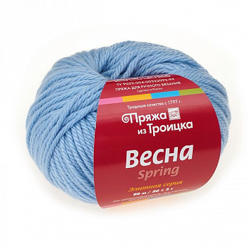 Пряжа для вязания ТРО Весна (50% мериносовая шерсть, 25% альпака, 25% натуральный шелк) 5х50г/90м цв.2820 воздушно-голубой