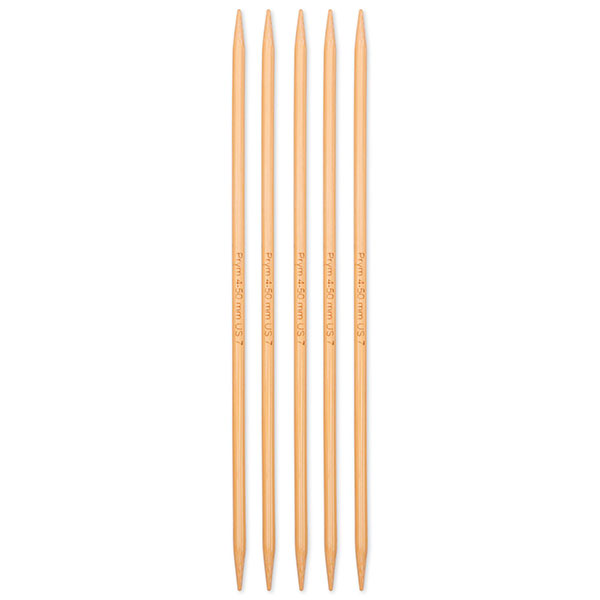 222215 PRYM Спицы чулочные для вязания Prym 1530 4,5мм 20см, бамбук, натуральный, уп.5шт