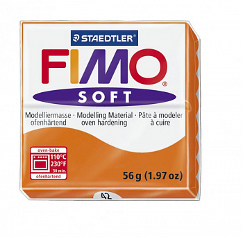 FIMO Soft полимерная глина, запекаемая в печке, уп. 56г цв.мандарин арт.8020-42