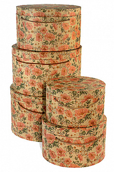 Коробка карт. крафт 058/180 наб. из 5 шляп.- розовый цвет (Ø24х15см-Ø36х22см)