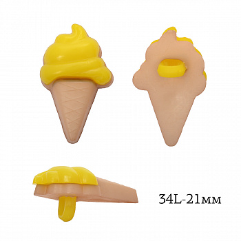 Пуговицы пластик Мороженое TBY.P-1134 цв.05 желтый 34L-21мм, на ножке, 50 шт