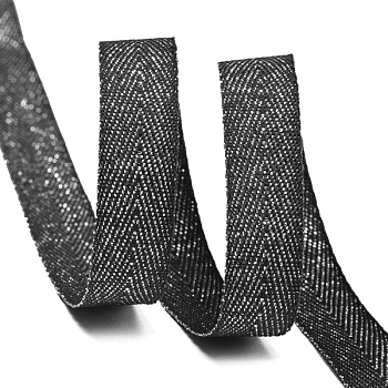 Тесьма киперная металлизированная 10 мм полиэстер арт.TBYT20 цв.черный уп.22,85м