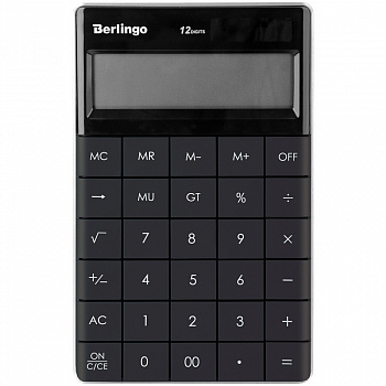Калькулятор настольный Berlingo Power TX, 12 разр., двойное питание, 165х105х13мм, антрацит