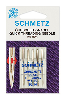 Иглы для бытовых швейных машин Schmetz легковдеваемые 130/705H №90, уп.5 игл