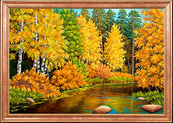 Рисунок на ткани МАГИЯ КАНВЫ арт.КС022 Осенняя река 39х27 см