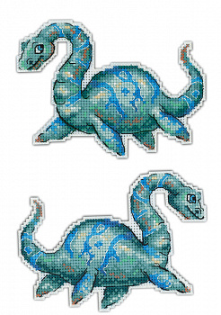 Набор для вышивания ЖАР-ПТИЦА арт.Р-301 Динозавры. Плезиозавр 9х13 см