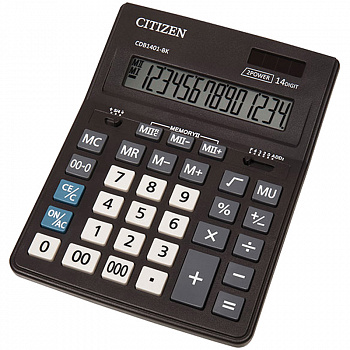 Калькулятор настольный Citizen Business Line CDB, 14 разр., двойное питание, 157х200х35мм, черный