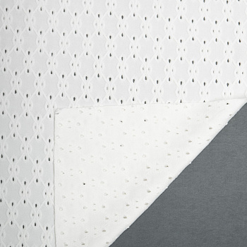 Ткань Трикотаж ришелье 240 г/м² 93% полиэстер, 7% спандекс шир.145 см арт.Р.19938.02 цв.02 белый рул.25м (±5м)