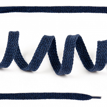 Шнурки плоские 10мм классическое плетение х/б дл.150см цв.024 т.синий (10 комп)