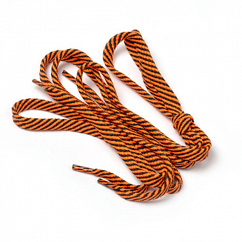 Шнурки плоские 9 мм 7с859 длина 100 см, компл.2шт, цв. черный с люминисц.оранжевый