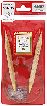 801000 Tulip Спицы круговые для вязания Knina Swivel  10мм / 80см, натуральный бамбук