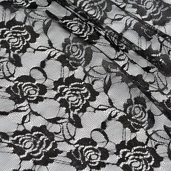 Кружевная ткань (гипюр) в нарезке арт.TBY.DM017 шир.150см 80 г/м² цв.черный уп.5м