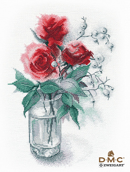 Набор для вышивания ОВЕН арт. 1353 Розы и снежноягодник 20×28 см