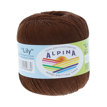 Пряжа ALPINA LILY (100% мерсеризованный хлопок) 10х50 г/175 м цв.084 т.коричневый