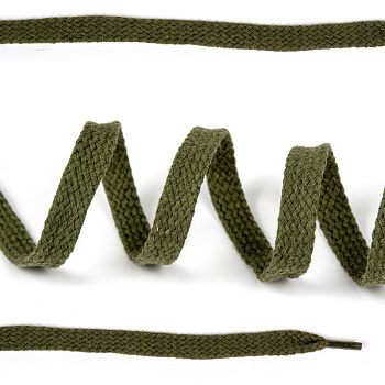 Шнурки плоские 10мм классическое плетение х/б дл.150см цв.021 хаки (10 комп)