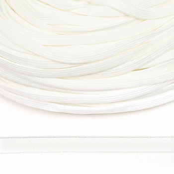 Шнур плоский полиэфир 10 мм классическое плетение цв.белый уп.100 м