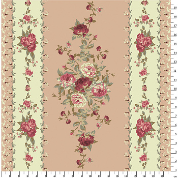 Ткань для пэчворка PEPPY Викторианские Розы Панель 146 г/м² 100% хлопок цв.ВР-02 бежевый уп.60х110 см