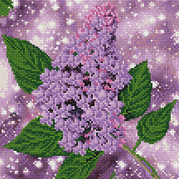 Картины мозаикой Molly арт.KM0680 Ветка сирени (24 цвета) 30х30 см