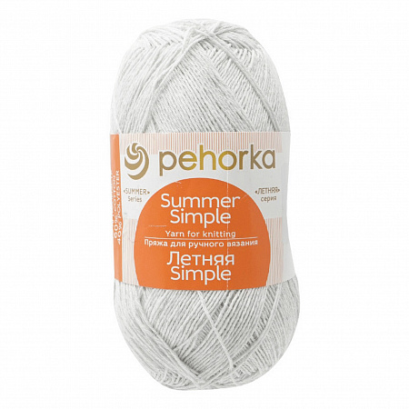 Пряжа для вязания ТРО Летняя simple (60% хлопок, 40% полиэстер) 5х100г/500м цв.0386 св.серый меланж