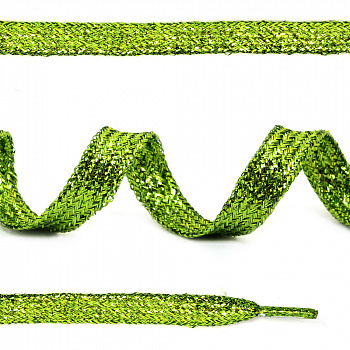 Шнурки плоские 10мм металлизированые дл.100см цв. салатовый МХ-333 (50 компл)