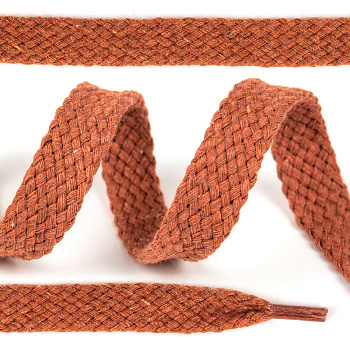 Шнурки плоские 15мм классическое плетение х/б дл.150см цв.009 морковь (10 комп)