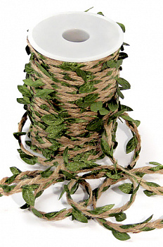 Шнур декор. 30/01-45 шнур с салатовыми листьями (25м)