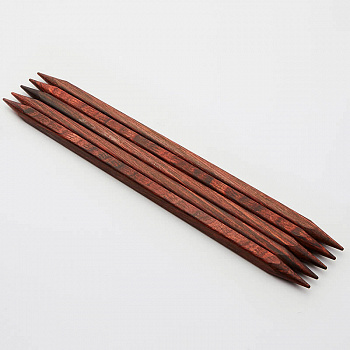 25114 Knit Pro Спицы чулочные для вязания Cubics 5мм 20см дерево, коричневый, 5шт