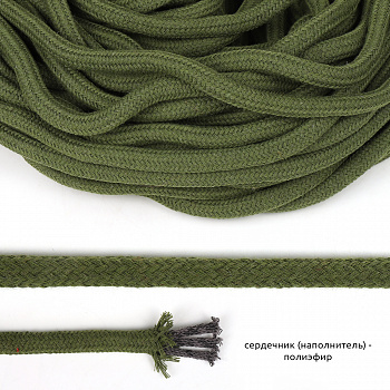 Шнур круглый х/б 08мм классическое плетение с наполнителем TW цв.021 хаки уп.50 м