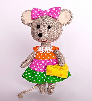 Набор для изготовления игрушки из льна и хлопка арт.ПЛДК-1457 Мышка-норушка 16,5 см