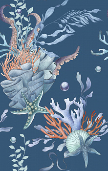 Ткань для пэчворка PEPPY Морские Глубины 135 г/м² 100% хлопок цв.МГ- 04 синий уп.50х50 см