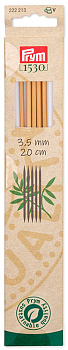 222213 PRYM Спицы чулочные для вязания Prym 1530 3,5мм 20см, бамбук, натуральный, уп.5шт