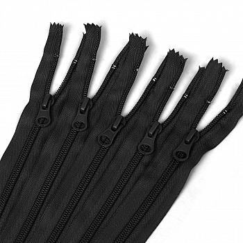 Молния Mzip пласт. спираль №5-N 75см цв.F322 черный уп.10шт